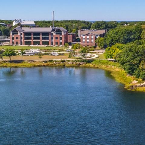 An aerial view of the Biddeford Campus